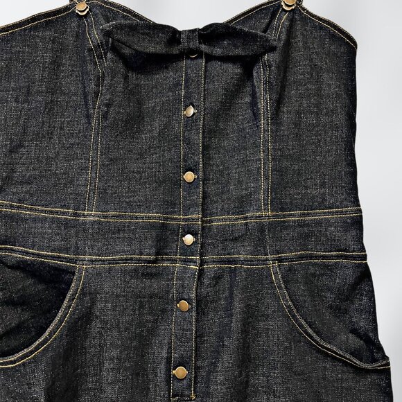 Unique Vintage Western Denim Overalls Baggy Wide Leg Pants Stretchy Button Up - Picture 8 of 13